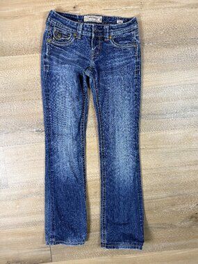 MEK Denim Distressed Medium Wash Oldham Boot Cut Jeans | Size 26x34
